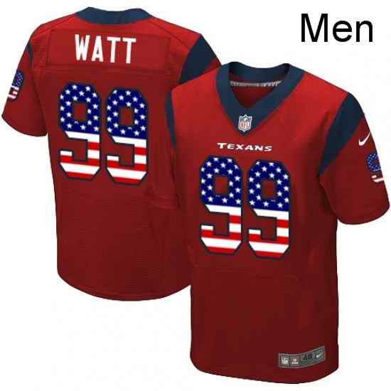 Men Nike Houston Texans 99 JJ Watt Elite Red Alternate USA Flag Fashion NFL Jersey